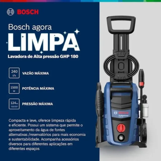 Lavadora de Alta Pressão Bosch GHP 180 1500W 1800Psi