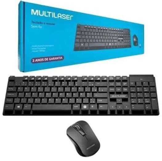 Mouse e Teclado Sem Fio Multilaser Wireless 2.4ghz Teclas Flutuantes TC251 USB