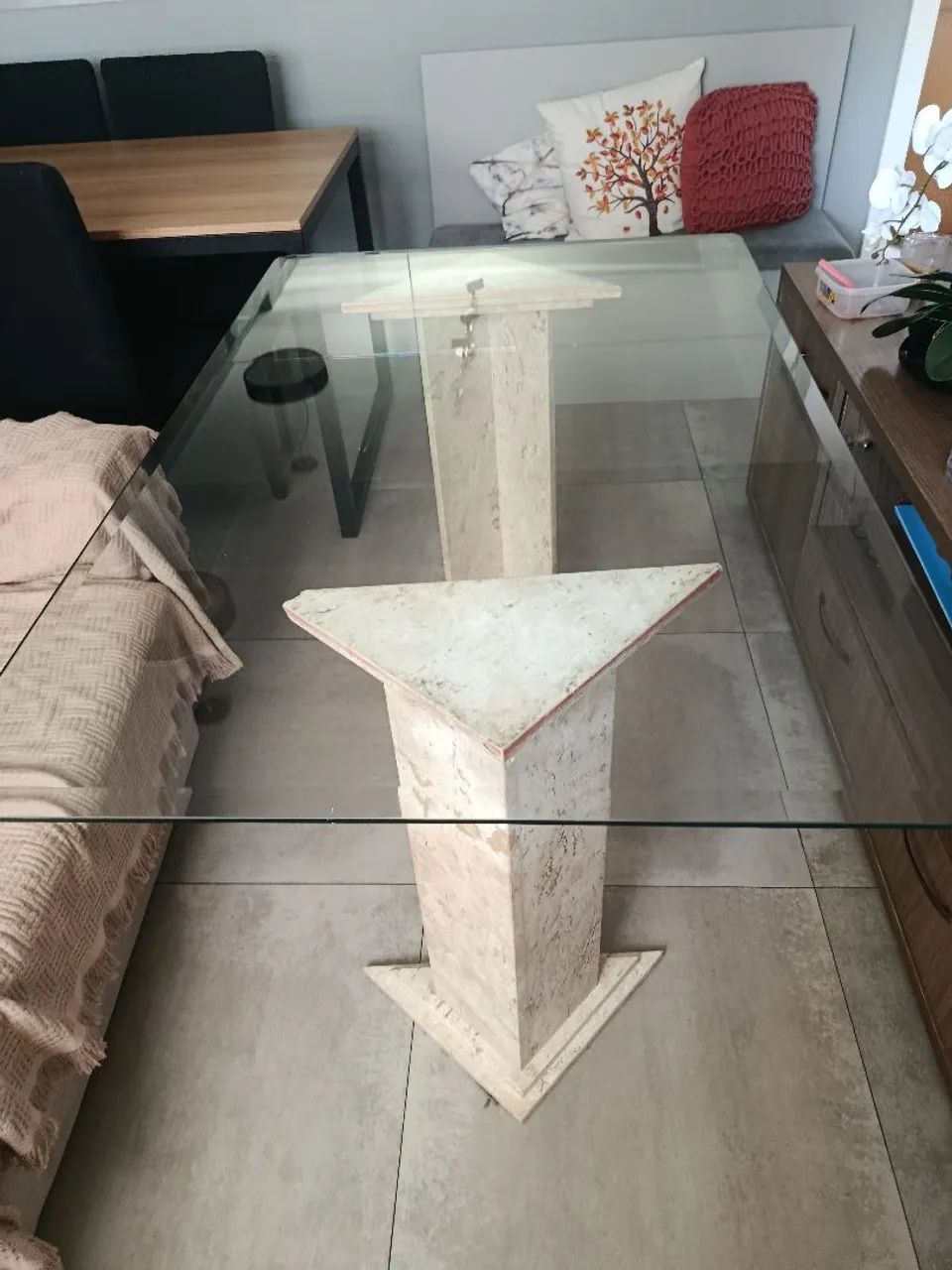 Mesa vidro com pés de mármore.  - Foto 4