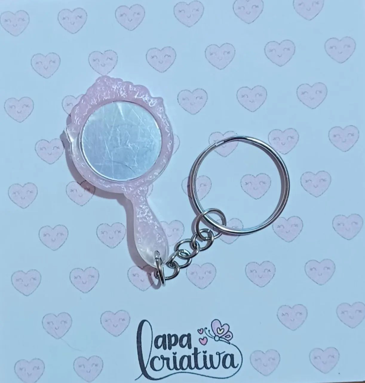 Kit com 7 Chaveiros de Resina - Coração e Realeza com Espelho - Foto 5
