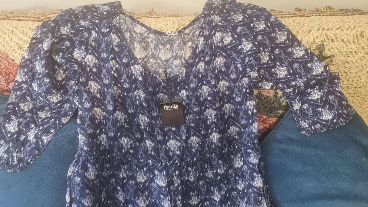 Vestido azul jeans estampado - Foto 4