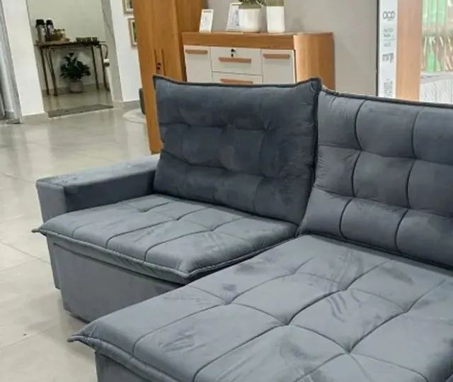 Sofá retratil e reclinavel Londrina cinza (produto no estoque) - Foto 3