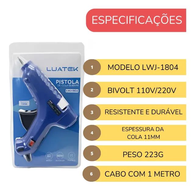 Pistola cola quente 60W bivolt LWJ-1804 - Foto 5