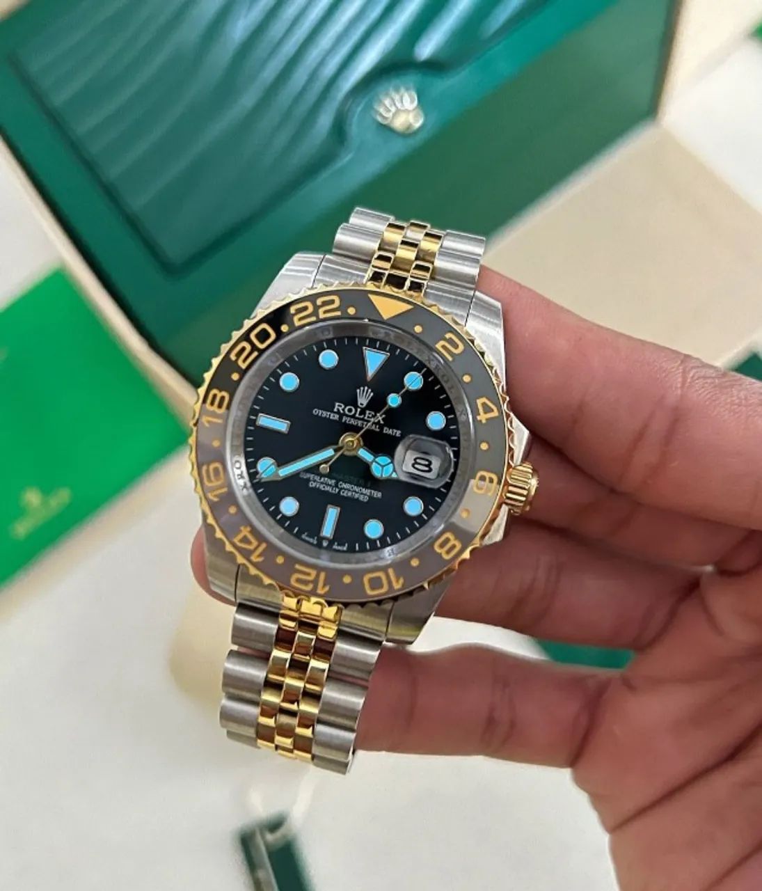 Relógio ROLEX GMT MASTER II BRUCE WAYNE MISTO COM DOURADO  - Foto 2