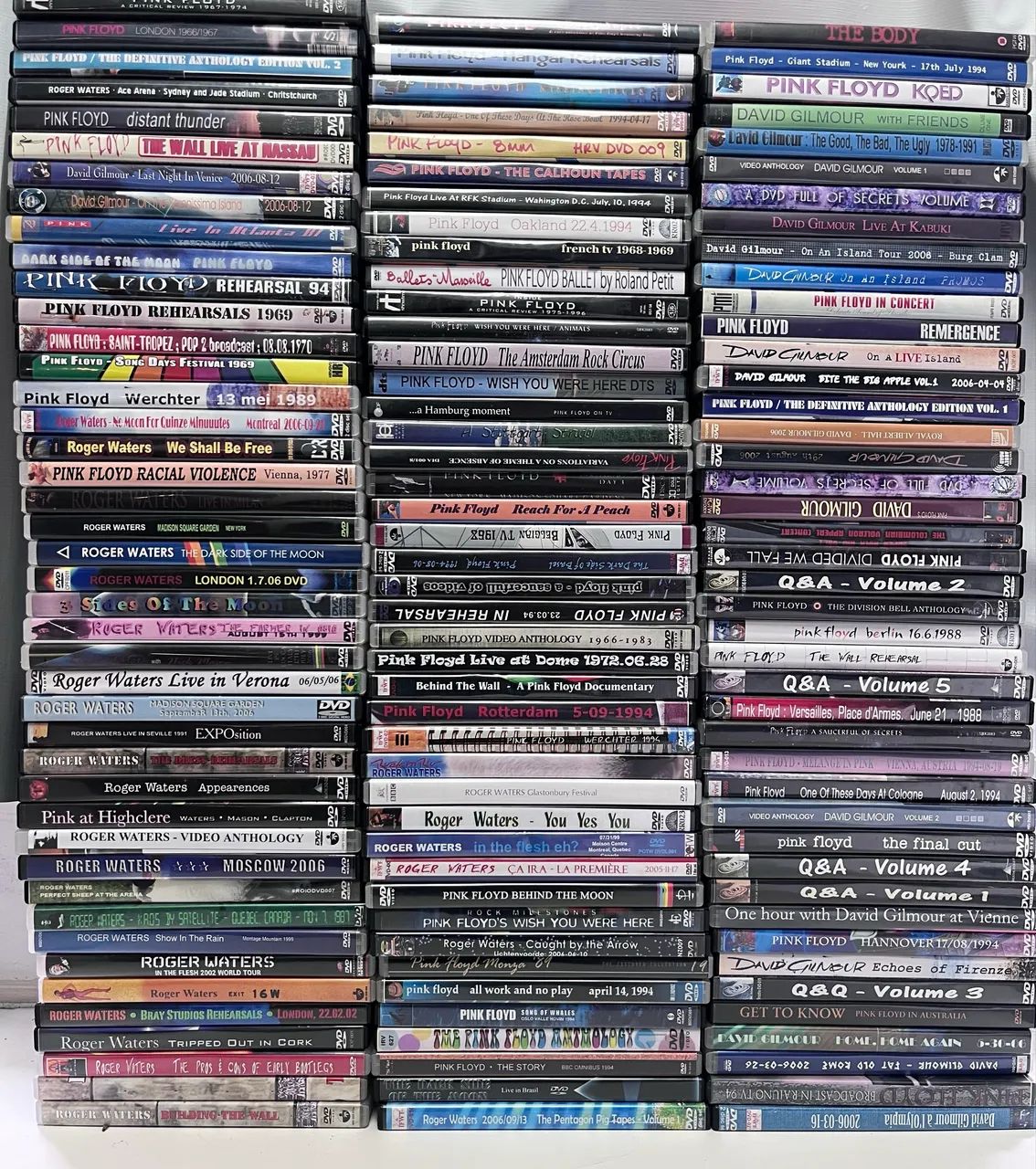 Coleção de Roios DVDs Pink Floyd bootlegs