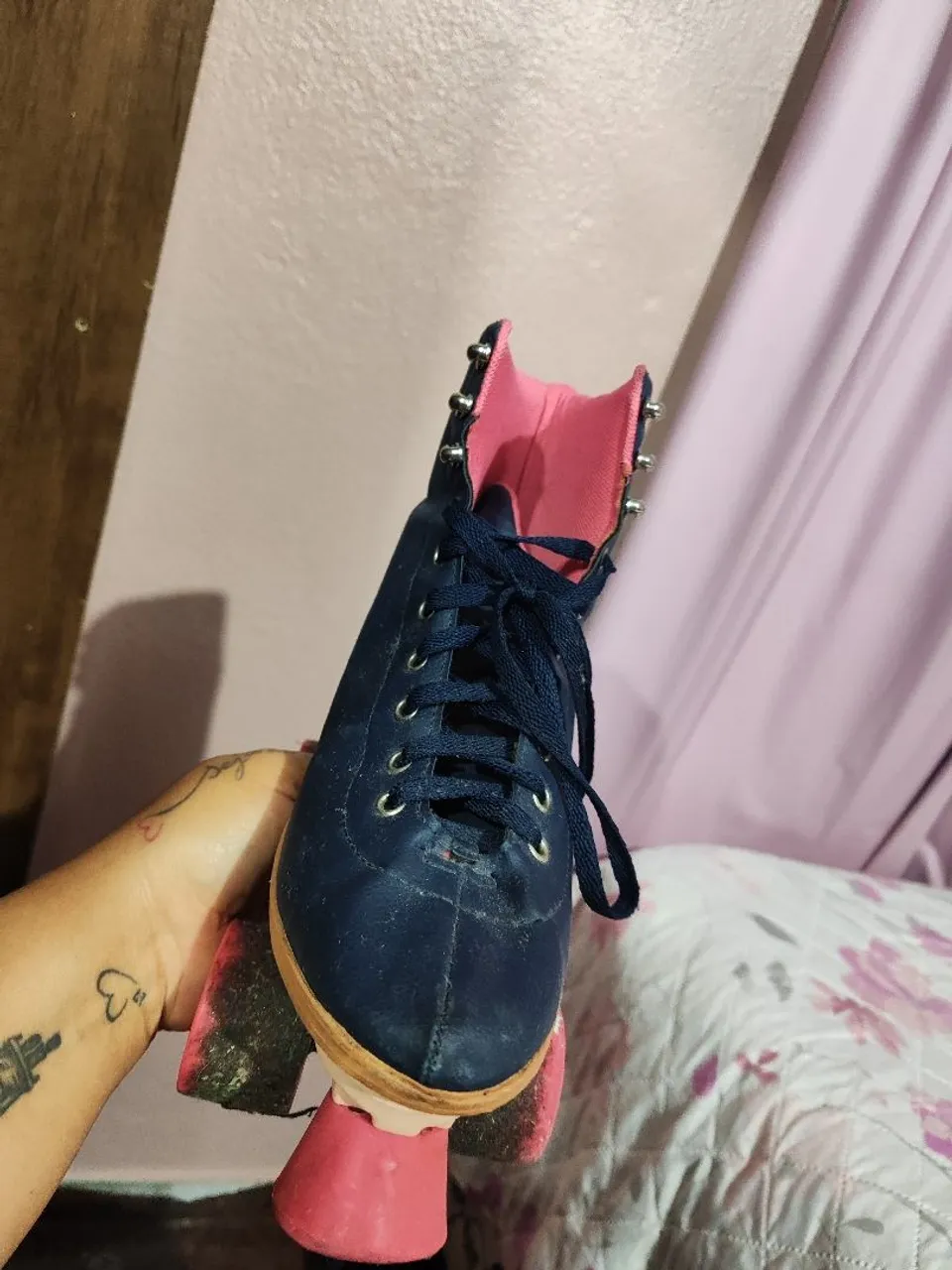 Patins Roller Skate Azul e Rosa