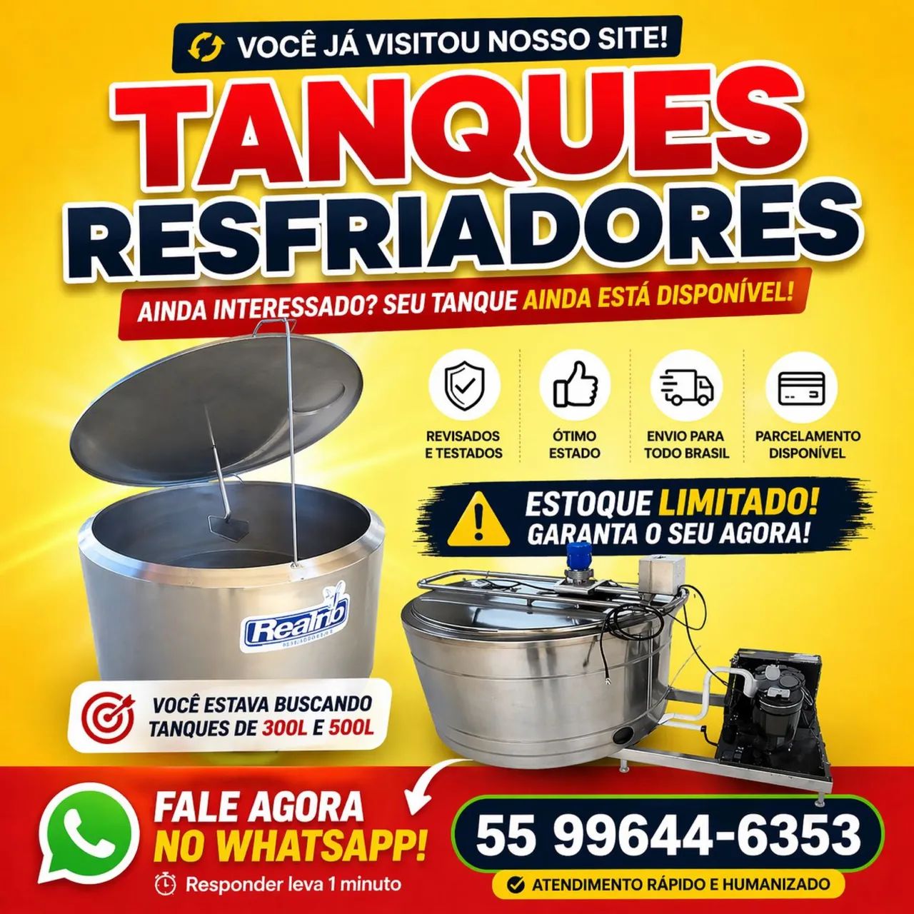 Resfriador de 550 Litros Leite Tina Agranel Inox para Açái Sorvetes Caldas Água de Coco - Foto 4