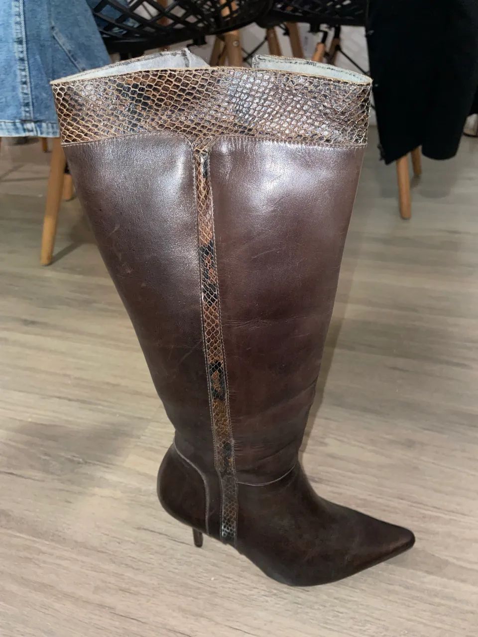 bota de couro legítimo marrom 