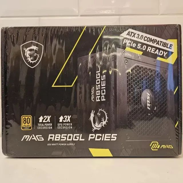 Fonte MSI MAG A850GL, 850W, 80 Plus Gold, Modular, PFC Ativo, Com Cabo, Preto - Novo