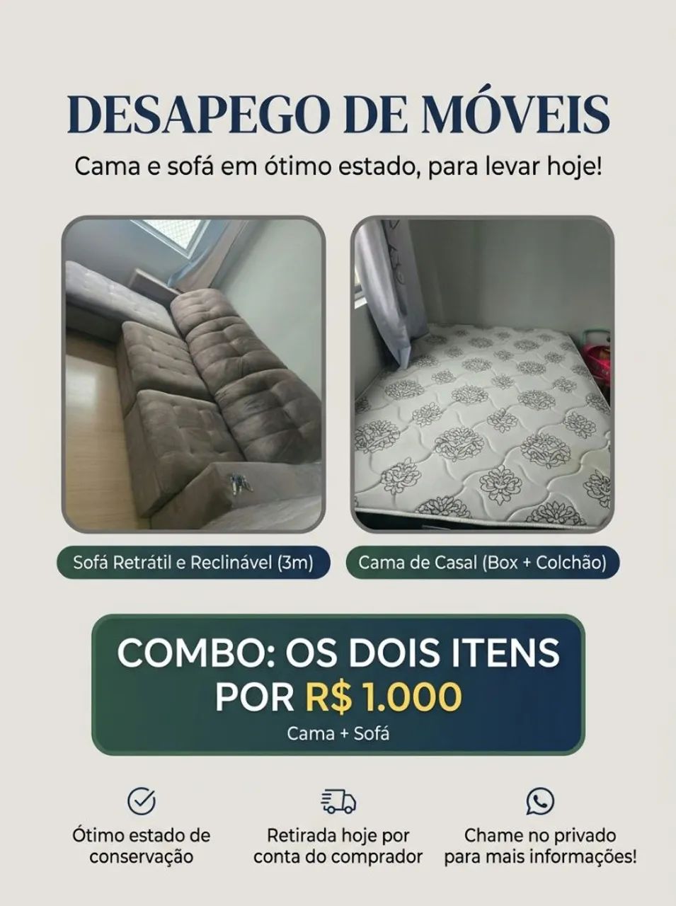 Vendo Sofá e Cama -  Os dois itens por esse valor, para vender hoje esse preço !!!