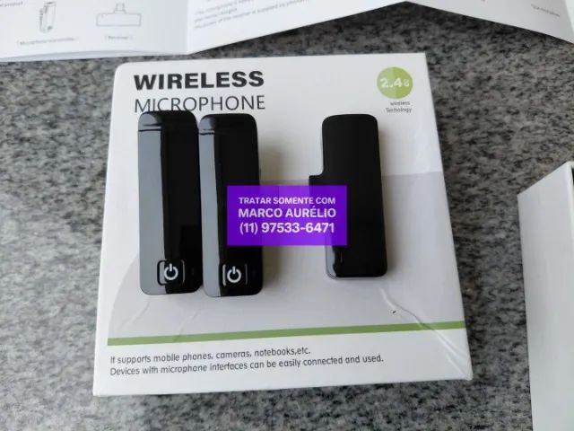 Microfone Lapela Sem Fio Duplo Wireless Micro Usb C - R$ 100 - Foto 2