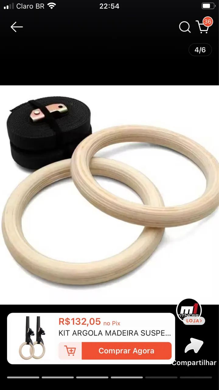 Barra fixa para push up +Argolas de madeiras - Foto 3