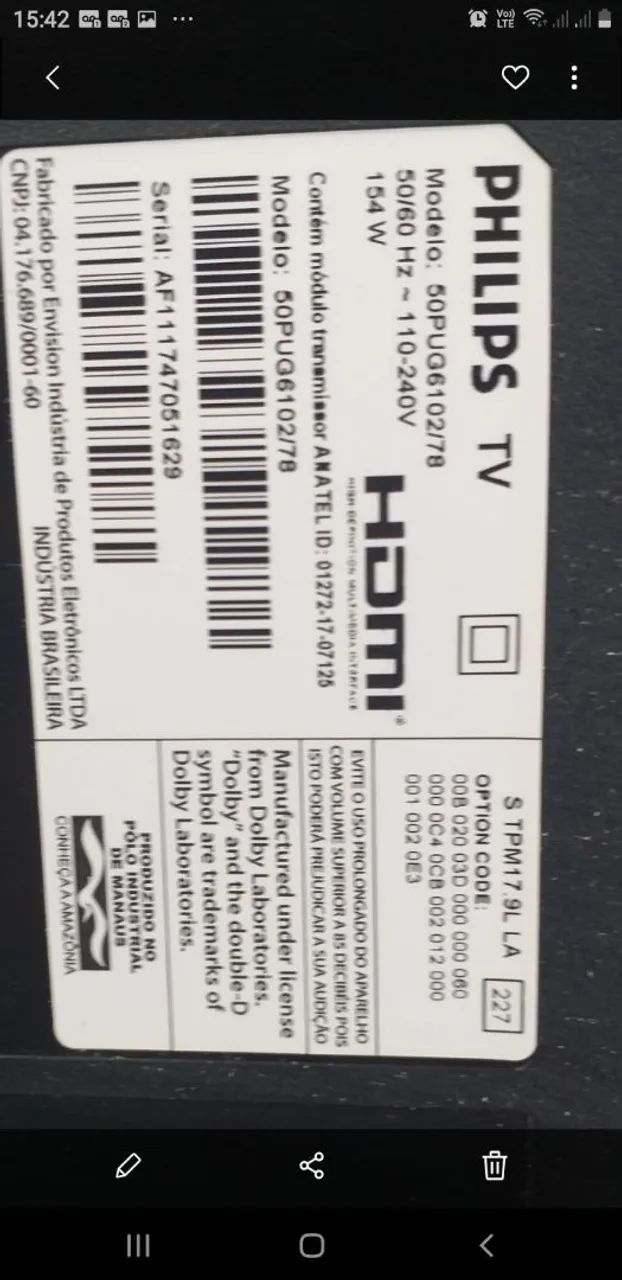 TV Philips 49pl com defeito  - Foto 5