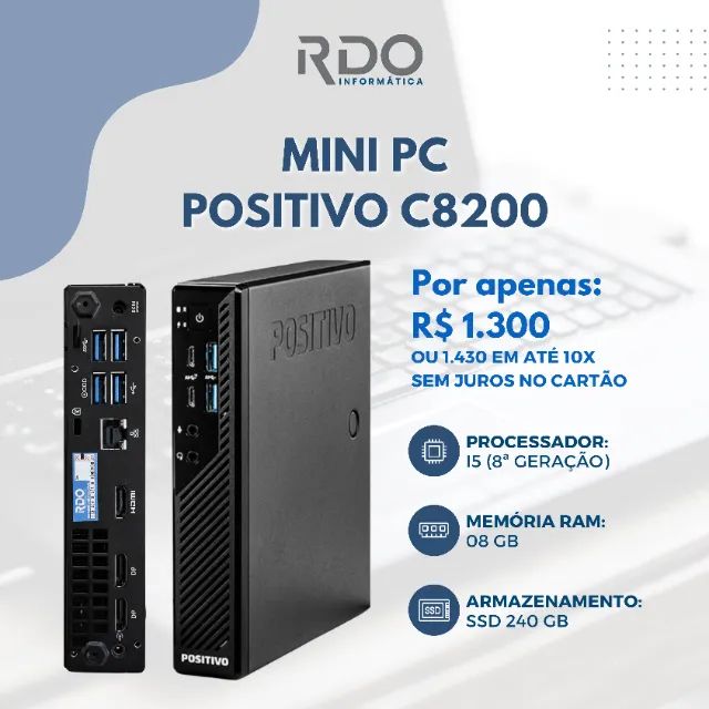 Mini PC Positivo C8C8200 i5 8ª Ger 8GB RAM SSD 240GB - PC Potente!