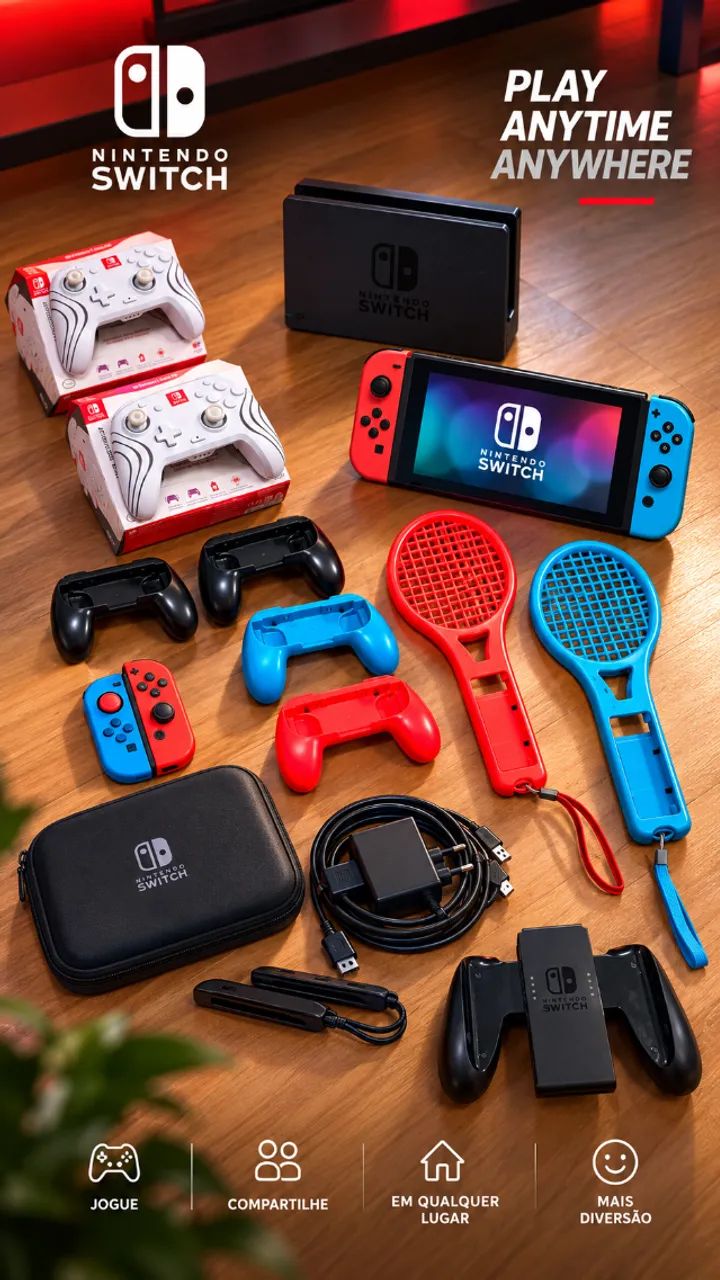 Nitendo Switch Neon Kit Completo