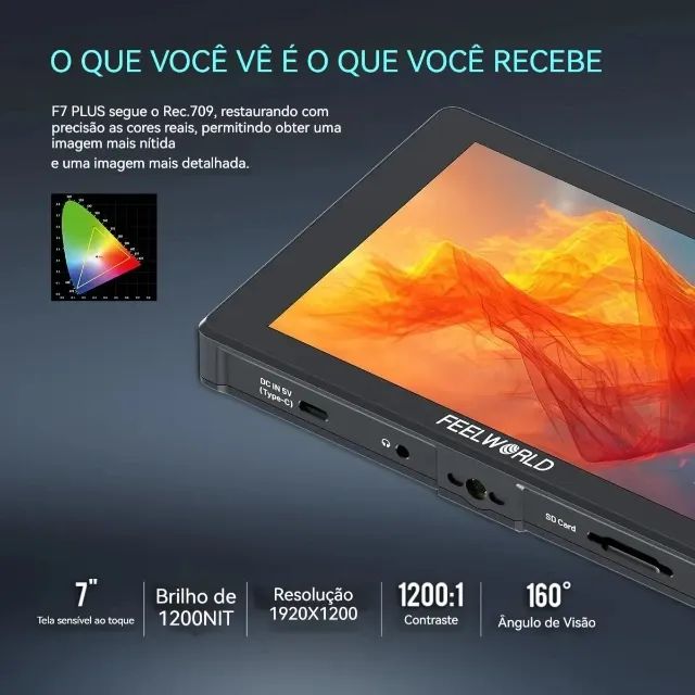 Feelworld F7 Plus Monitor 4k 7 Polegadas Touch Screen 3D LUT - Foto 2