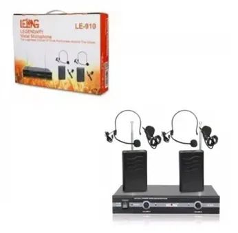 Kit 4 Microfones Lelong Le-910 Vhf Sem Fio Auricular Cabeça Lapela