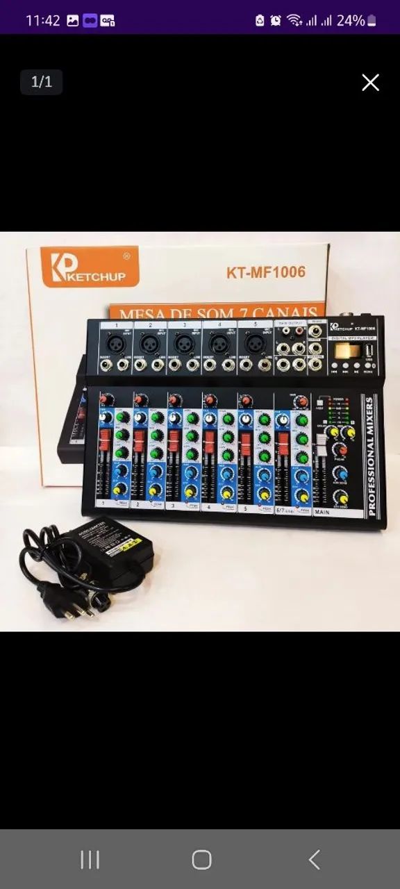 Mesa profissional de 7 canais com Bluetooth e USB 