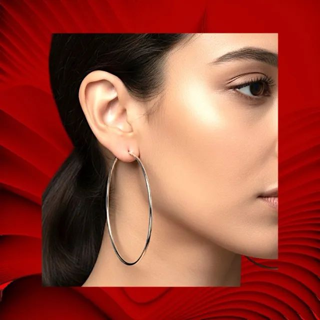 Par de brincos de prata modelo argola - Foto 4
