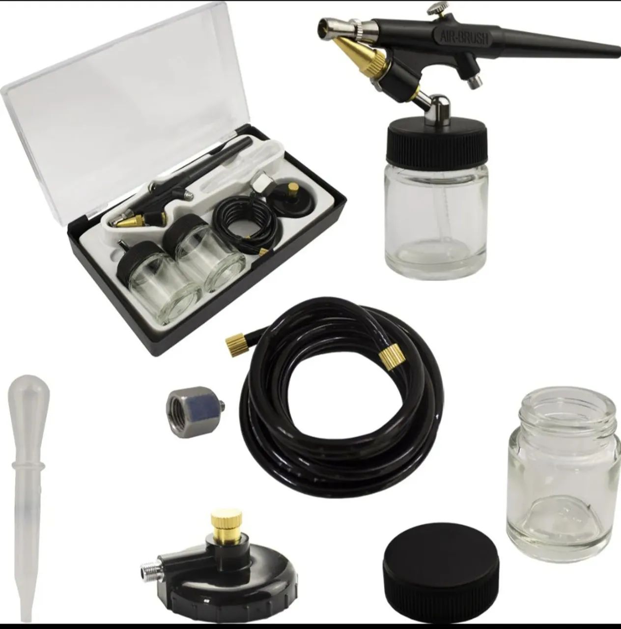 Vendo kit jogo caneta aerografo pistola de pintura 6 peças estojo.