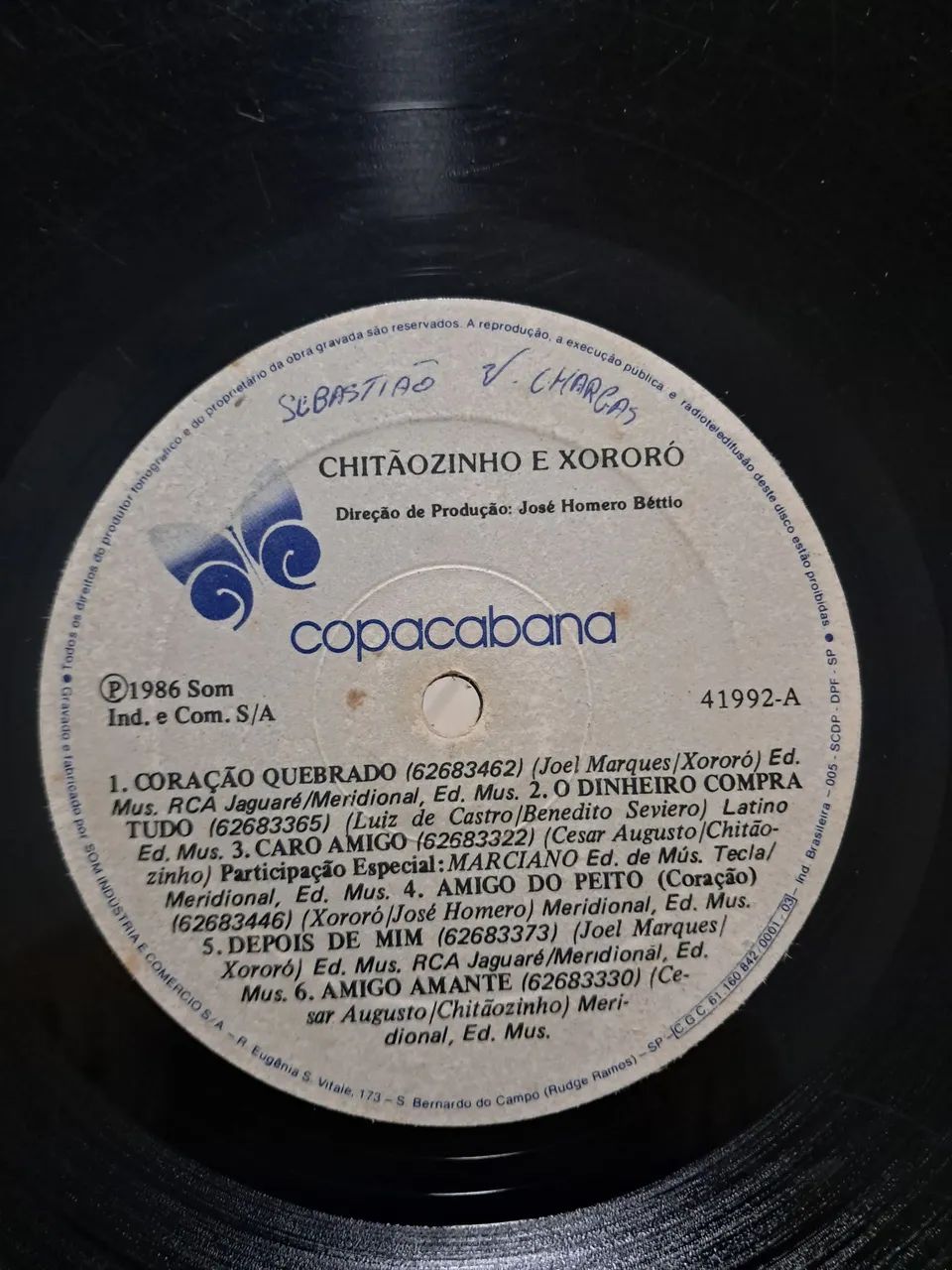 Disco vinil de Chitãozinho e Xororó