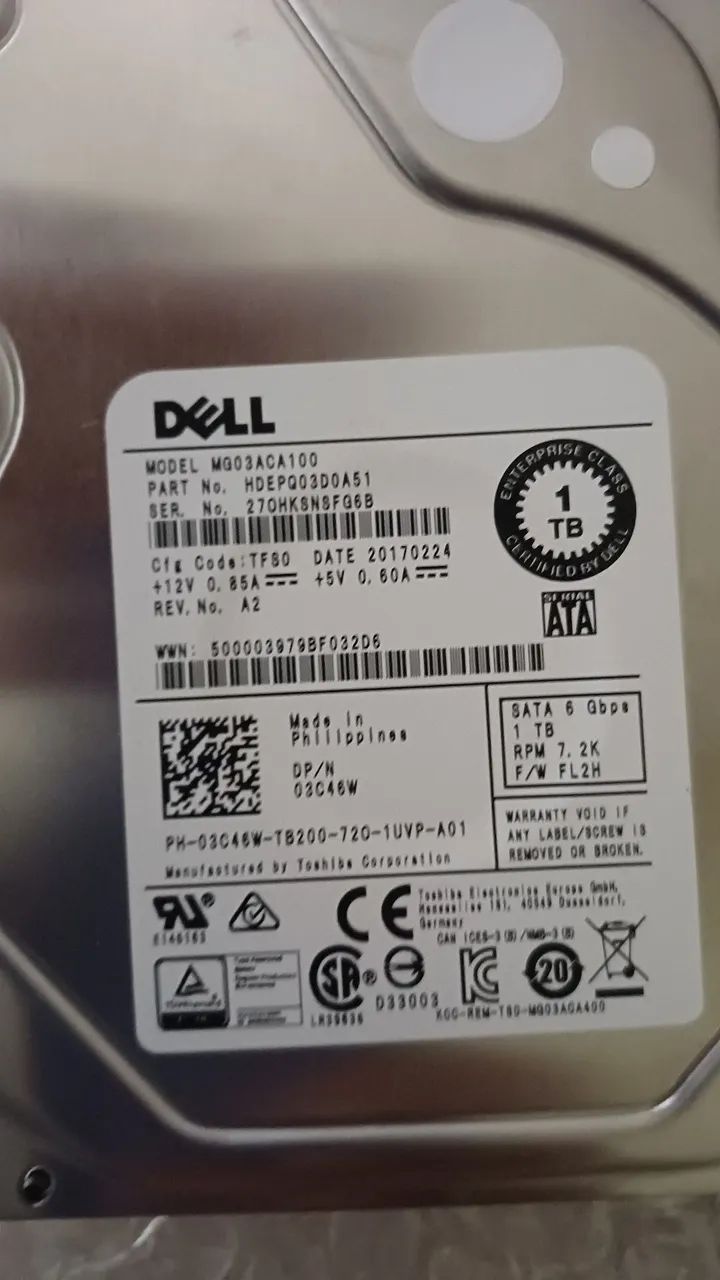 Disco Rígido Dell 1TB 7.2K SAS