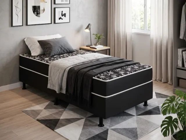 Cama Box de Solteiro com 5cm de Espuma (Nova)