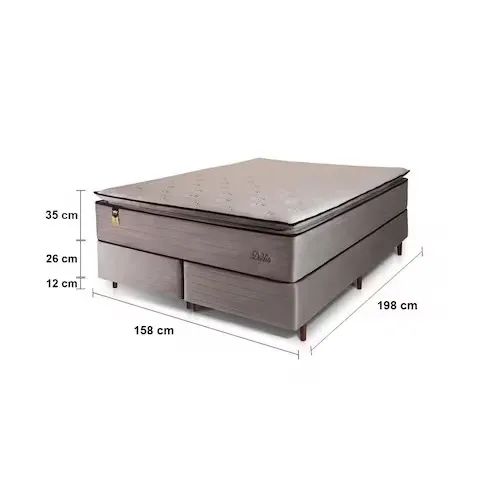 Cama Box Bipartida Queen Size Hellen Dublin com Molas Ensacadas e Espuma D33 73x158x198 cm - Foto 2