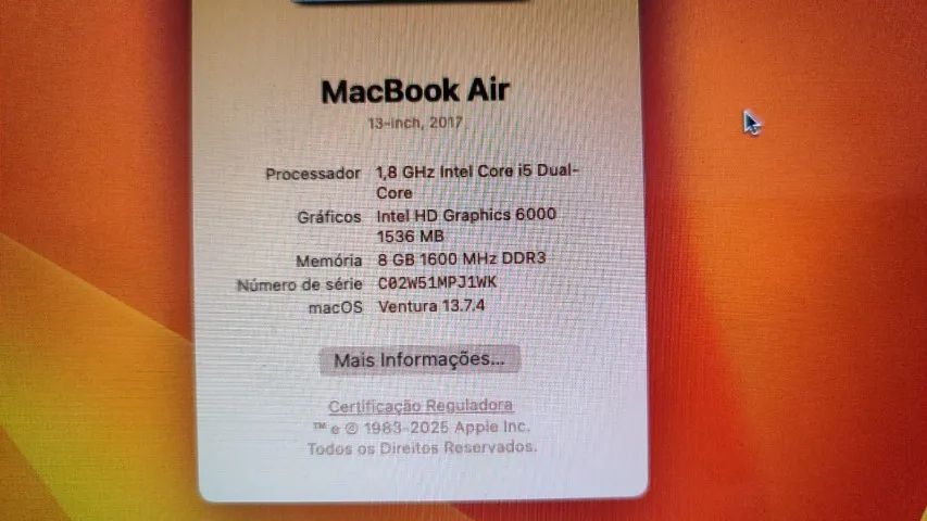 Macbook Air 13 i5 8Gb 2017 256Ssd - Foto 2