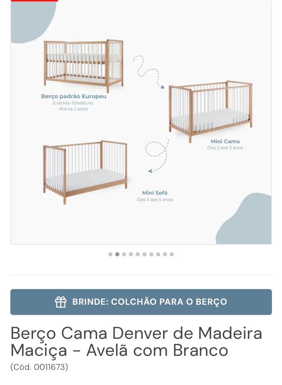 Berço/ cama denver tulipa - acompanha colchão e um lençol.  - Foto 4