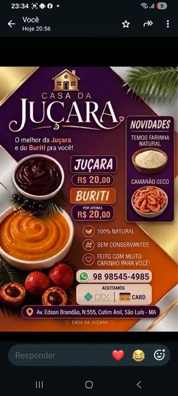 Jucara e buriti natural 20,00