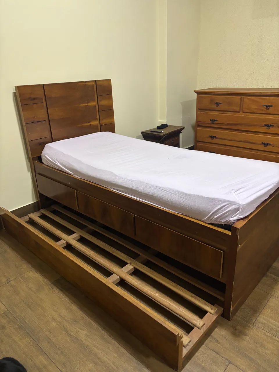 Cama de Madeira de Solteiro com Cama Auxiliar e 3 Gavetas - Foto 4