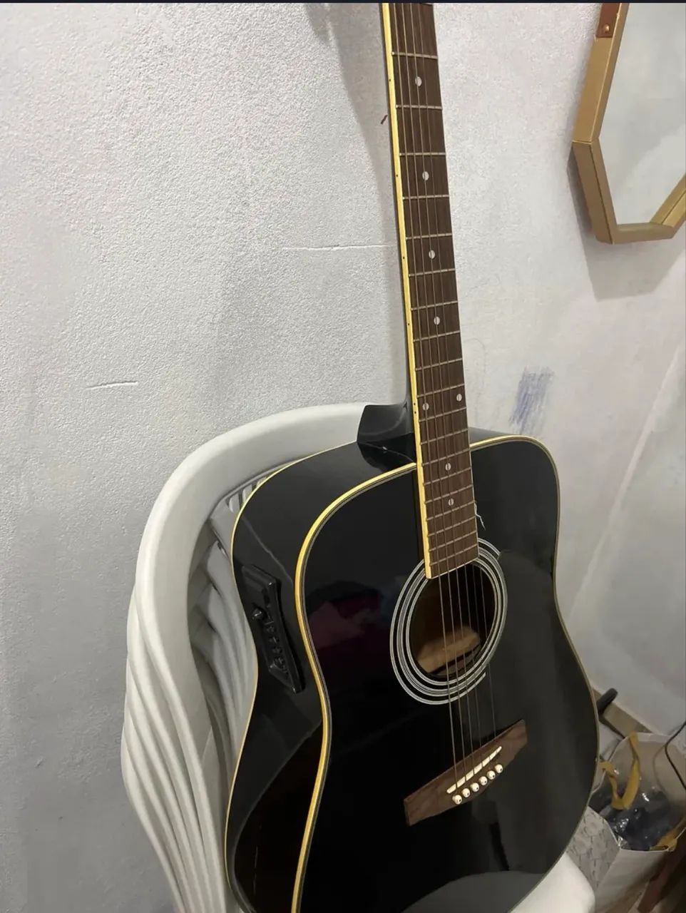 Violão elétrico com capa case  - Foto 5