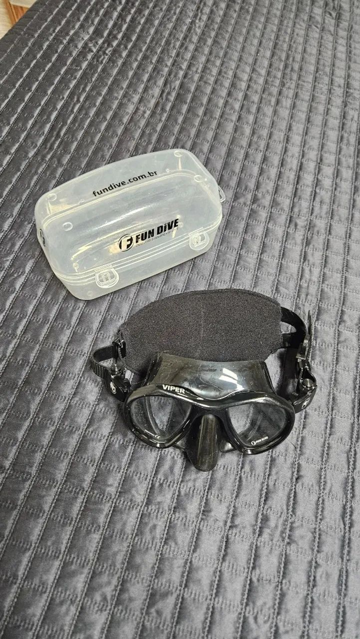 Máscara de Mergulho, Fun Dive Viper (Silicone Preto) + Estojo Rígido + Capa protetor