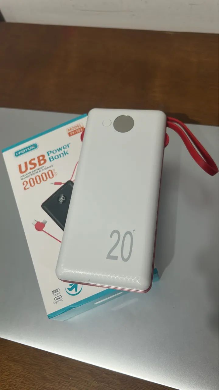 Power Bank com cabos 20000 mAh 