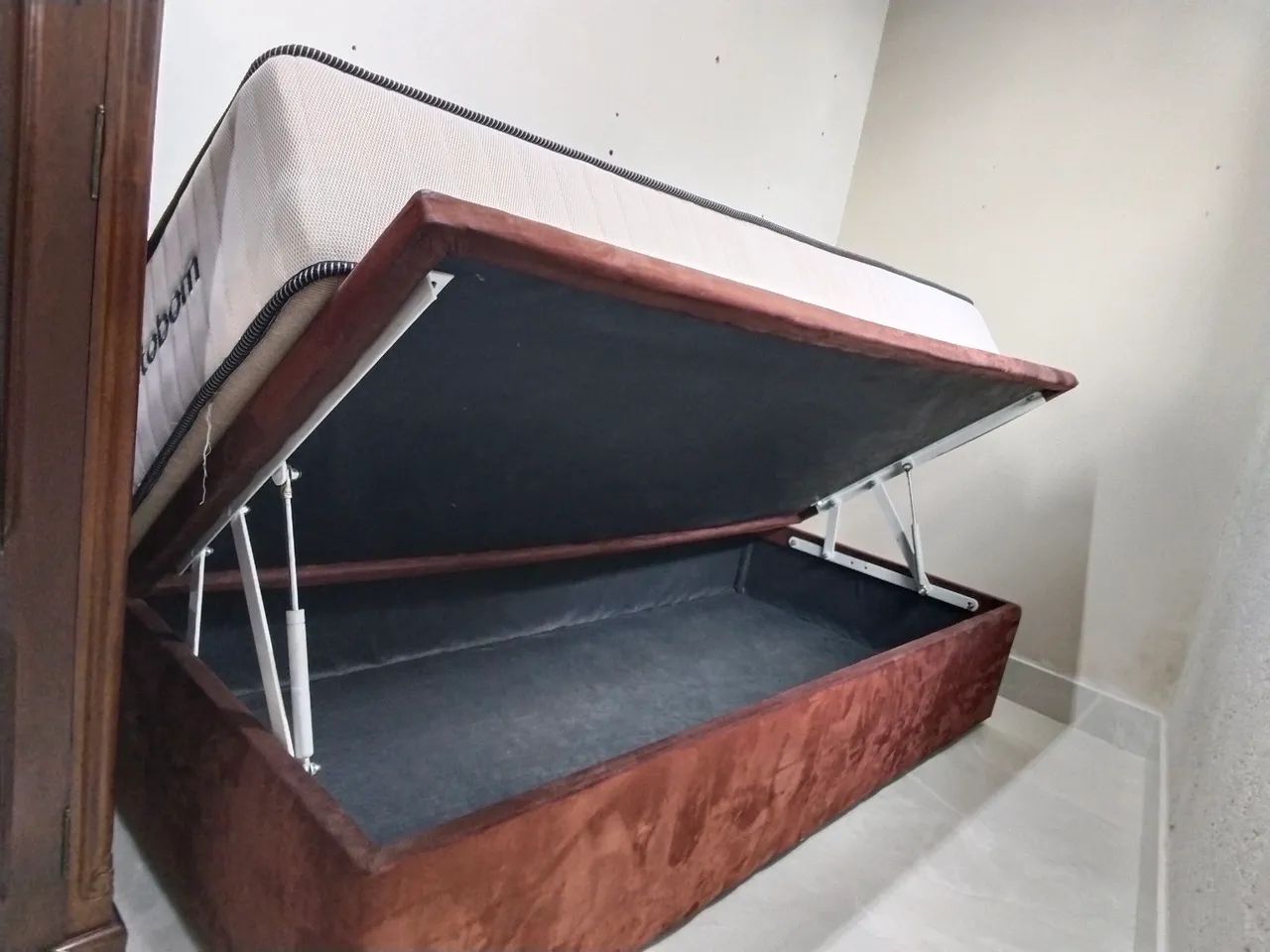 Cama baú com colchão Ortobom solteiro 
