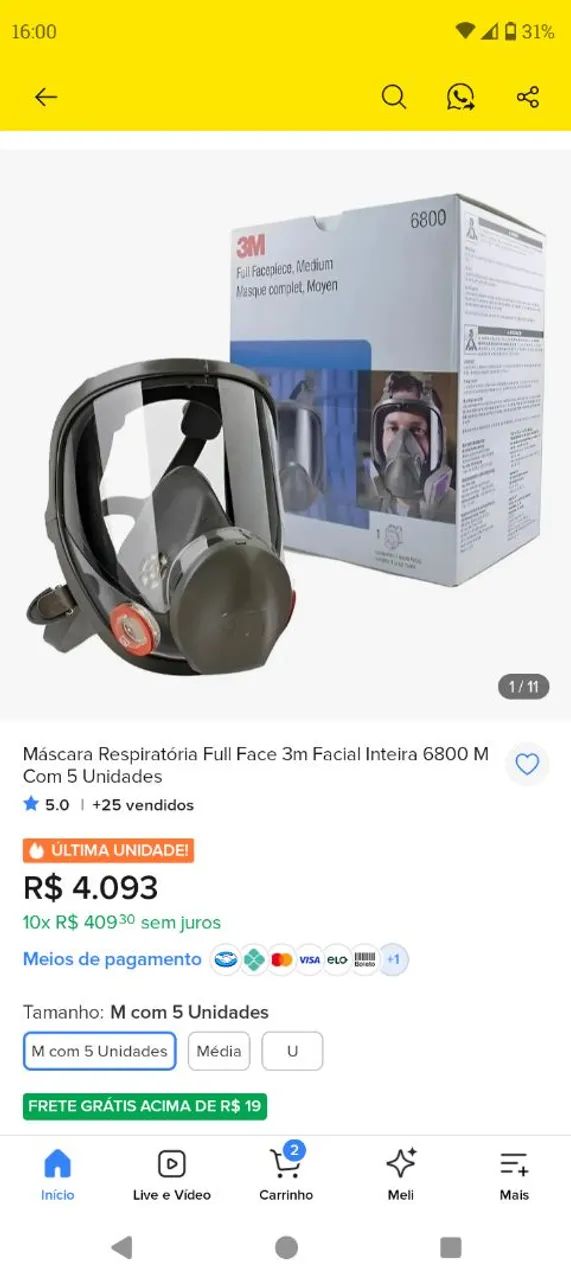 Máscara Respiratória Full Face 3M