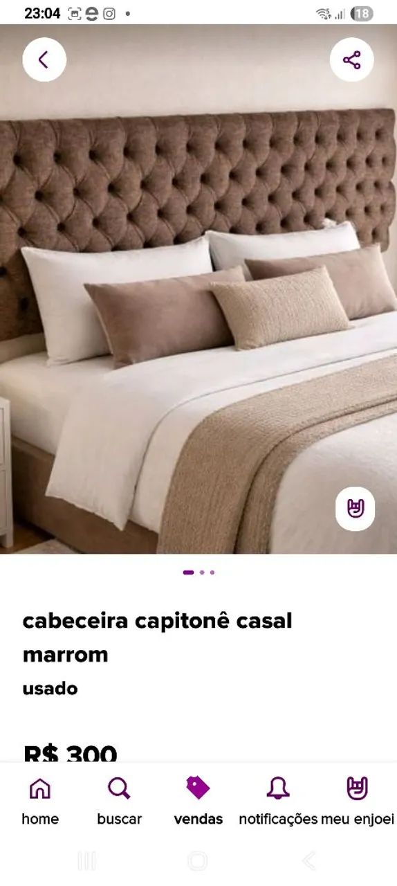 Cabeceira Capitonê Cama Casal - Estado Impecável - Foto 2