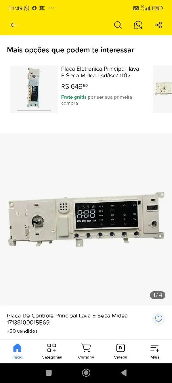 Placa principal midea Lava e seca modelo 17138100015569
