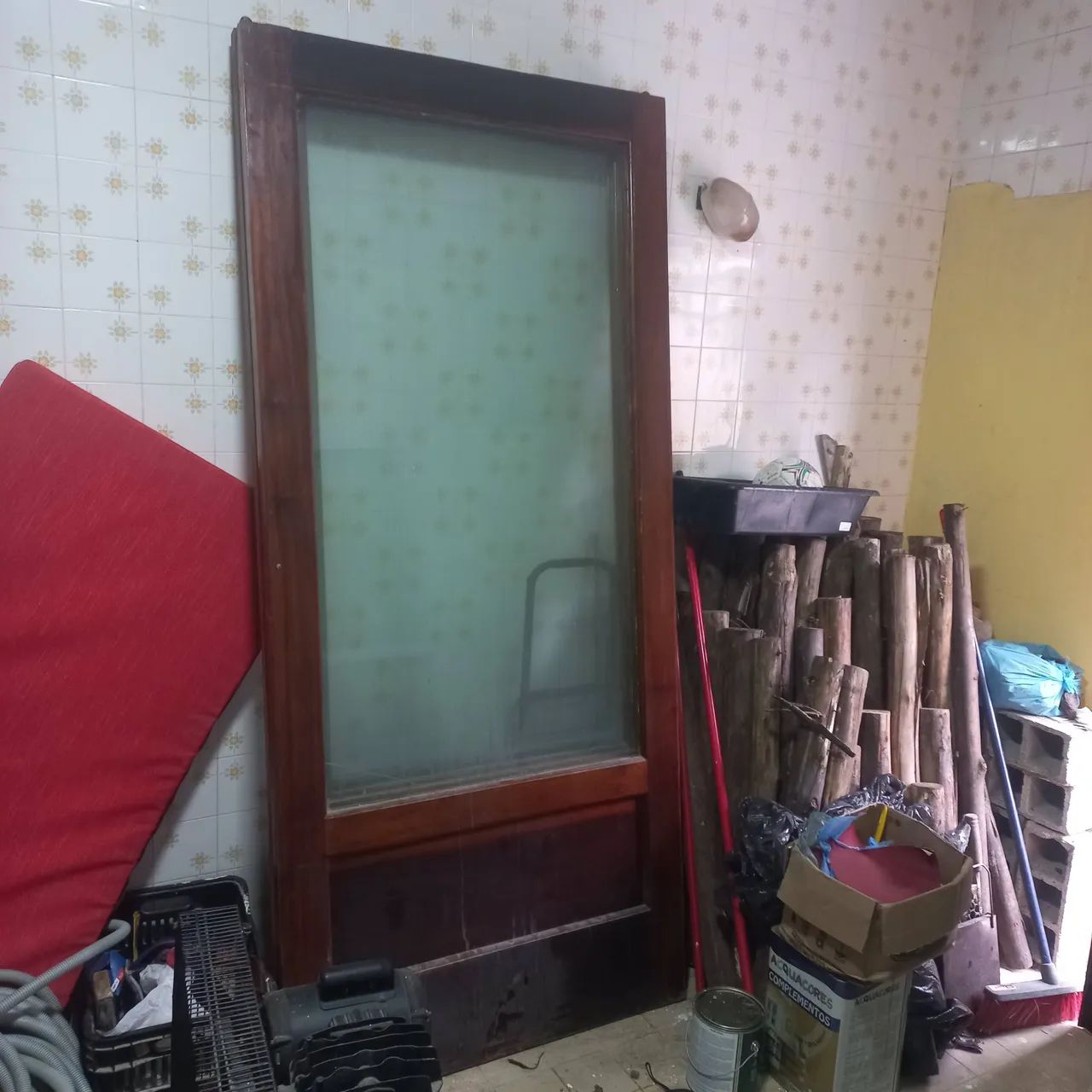 Porta de Correr Feita de madeira e vidro