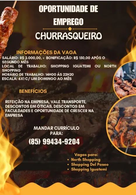 CHURRASQUEIRO, COZINHEIRO, CAIXA E PIEIRO - Foto 4