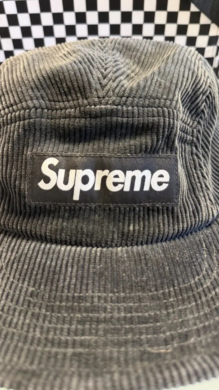 Boné Supreme Corduroy Camp Cap Black - Foto 2