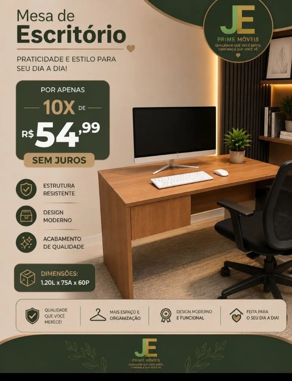 Mesa Amadeirada em mdf entrega grátis 