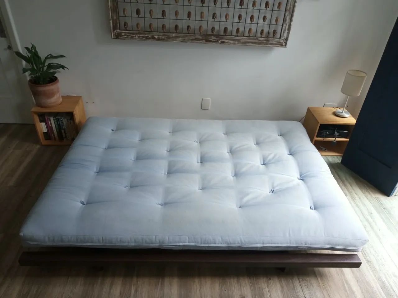 Sofá Cama Casal Futon Brasil Azul - Foto 3