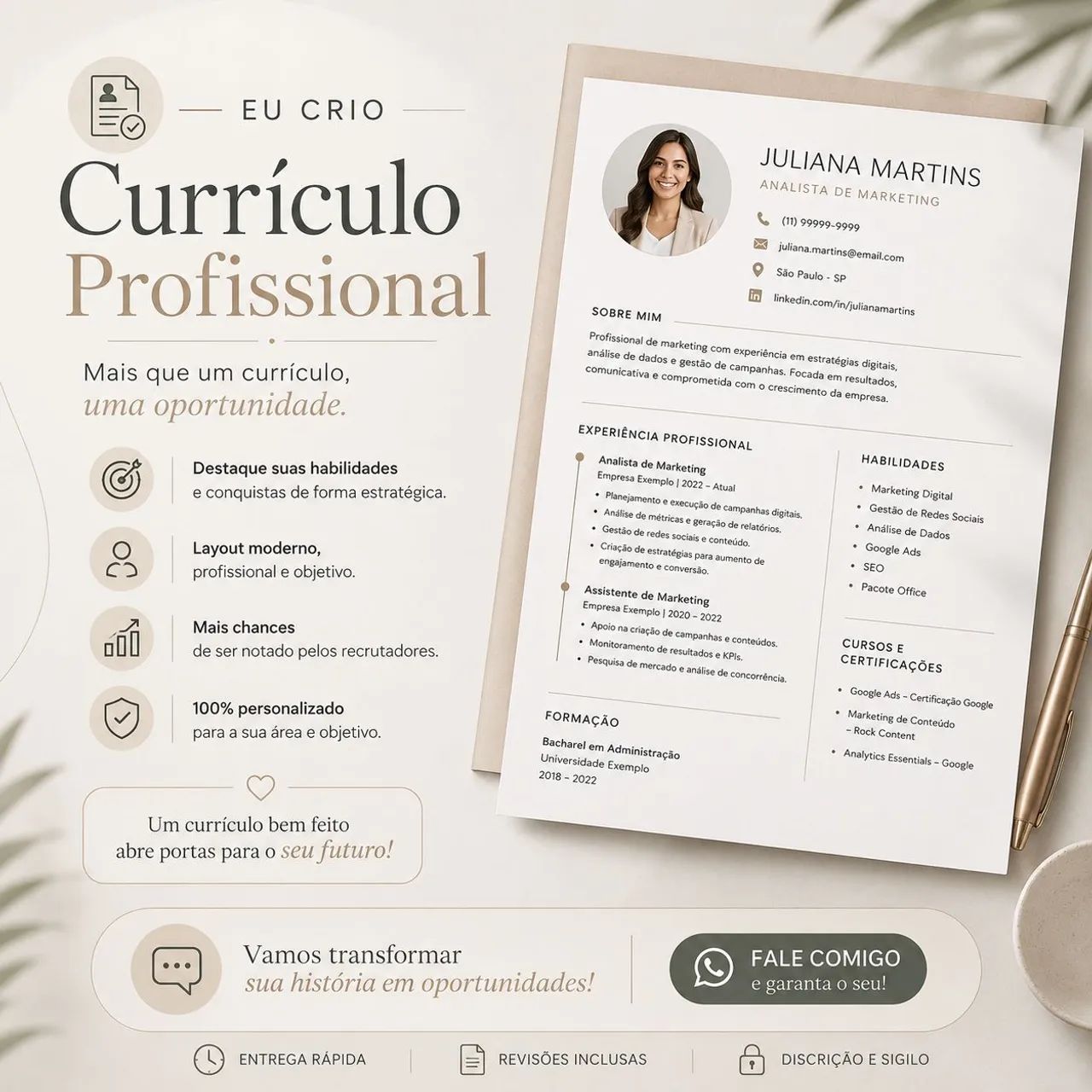 Faço seu currículo profissional 