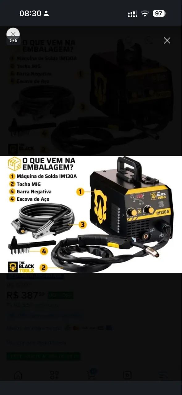 Máquina de solda Mig sem gás