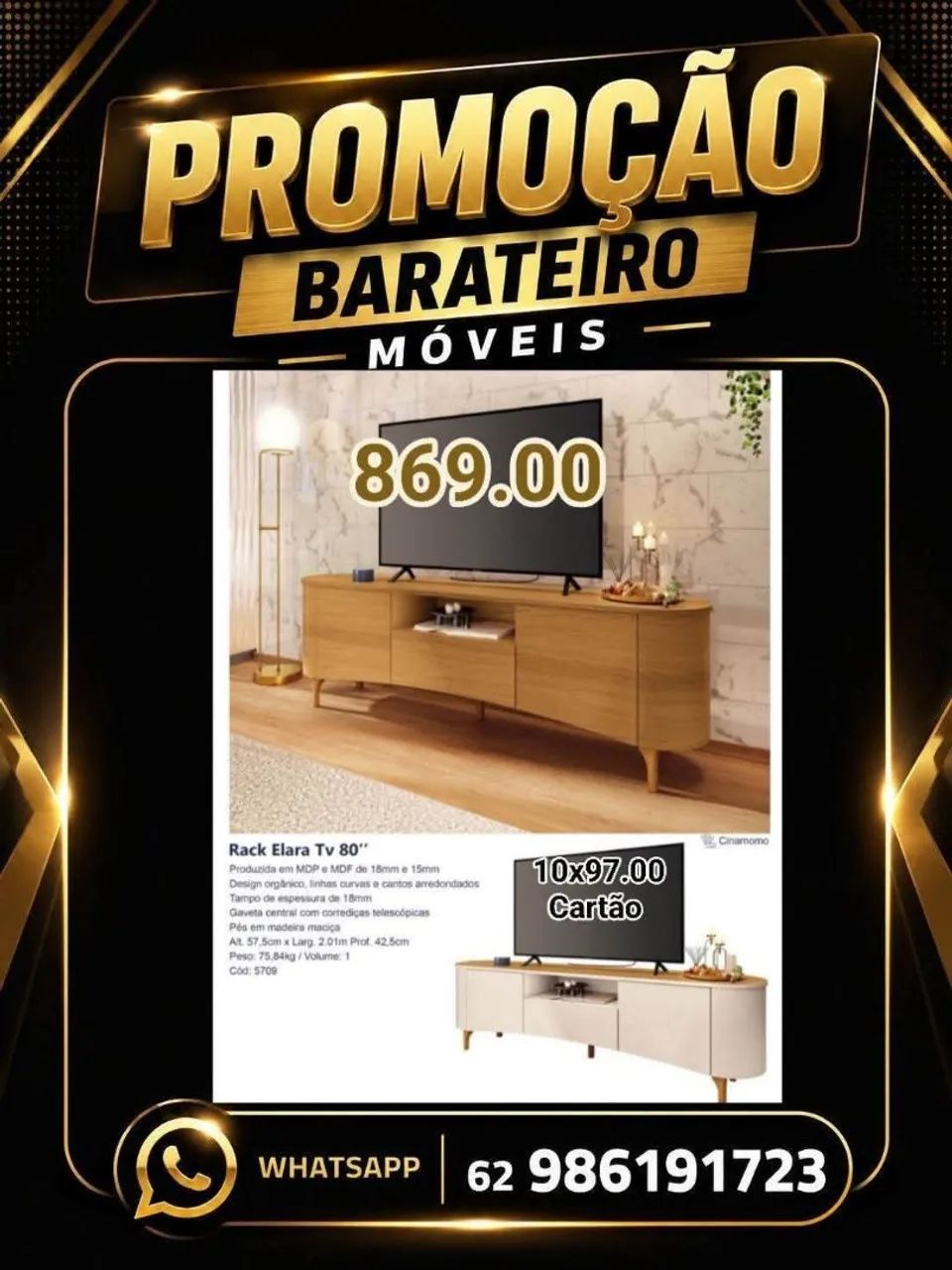 Rack elara para tv 80 polegadas 