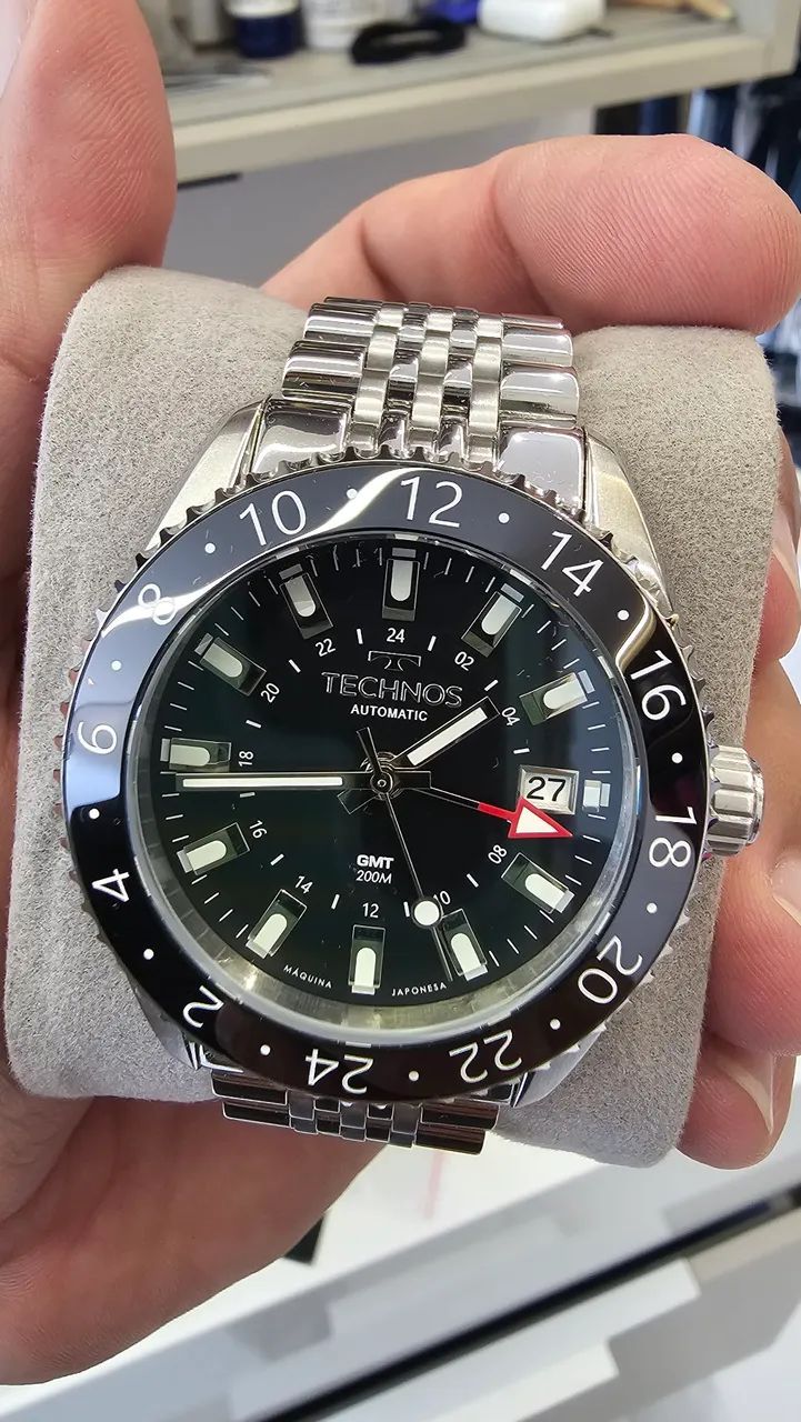 Relógio Technos automático GMT Prata lindo e raro - Foto 3