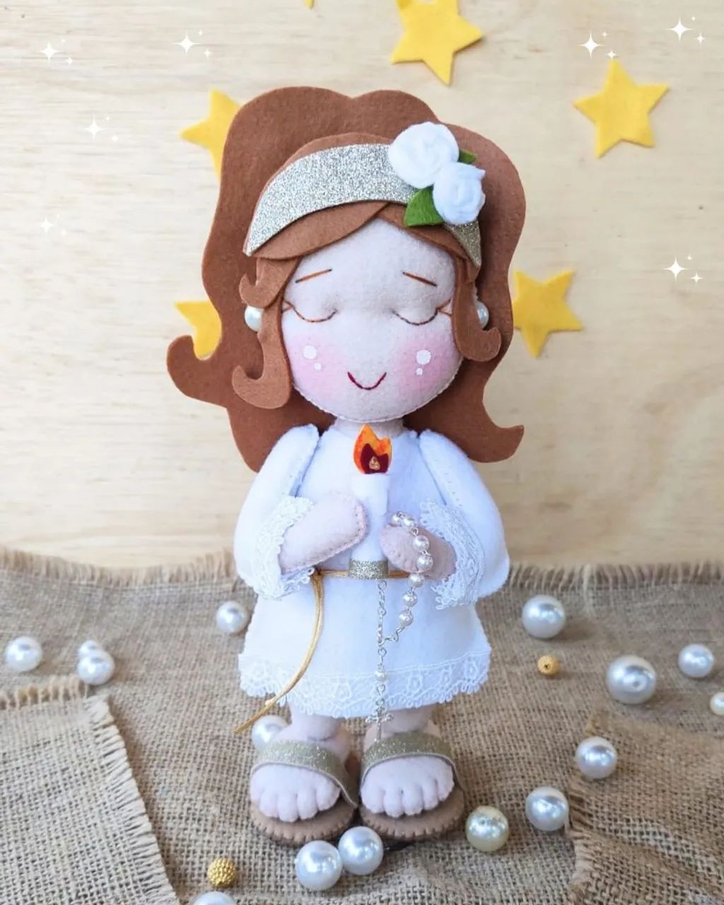 Decoração Batizado kit Bonecos em feltro - Foto 3
