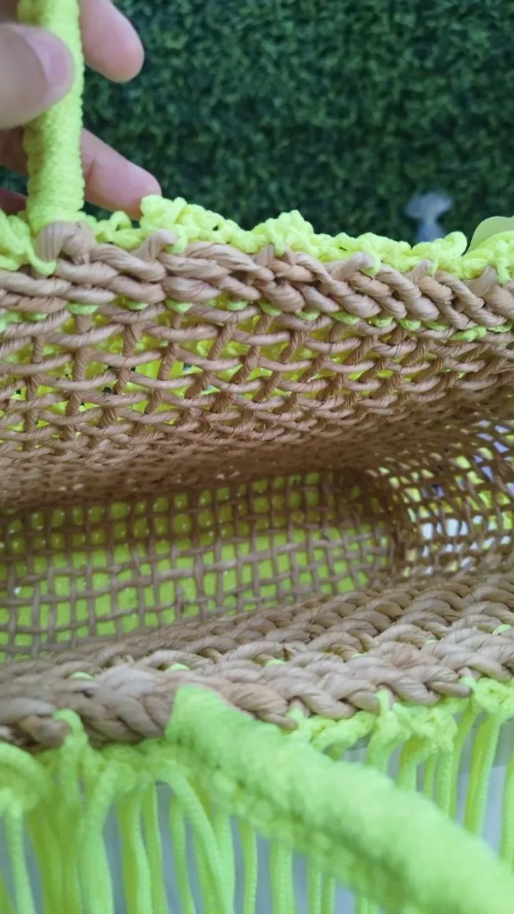 Bolsa de praia de crochê e palha - Foto 2